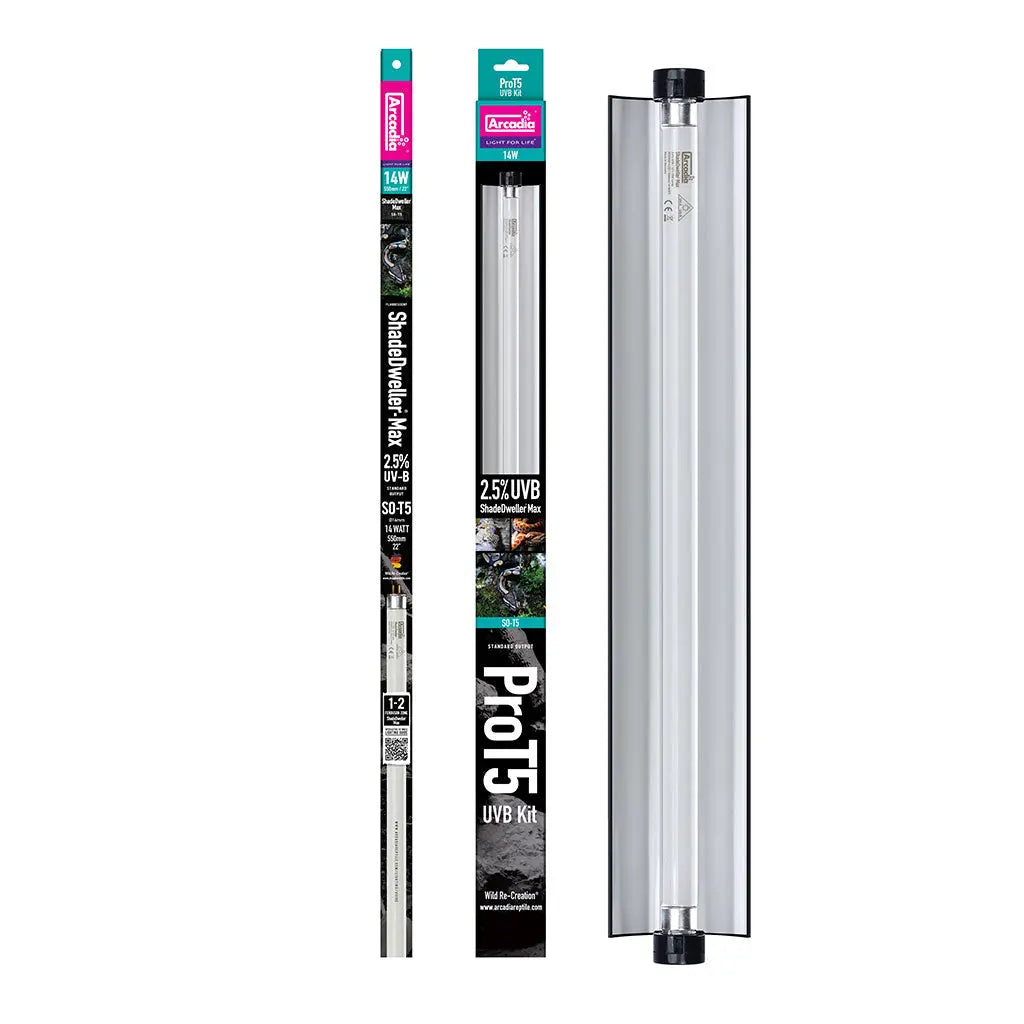 Arcadia Pro T5 UVB Max Kit, ShadeDweller, 2.5% UVB, 14 Watt | The Reptile Realm