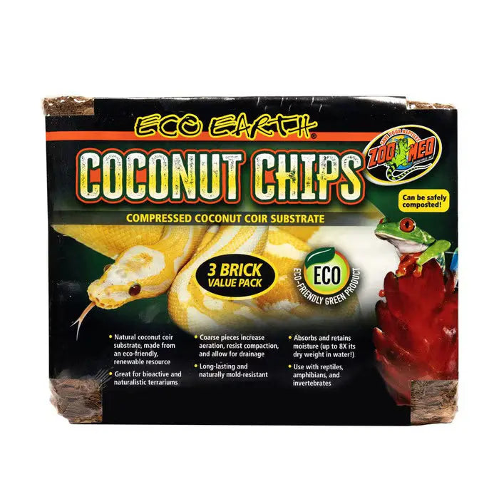 Zoo Med Eco Earth Coconut Chip ( 3 x 500G Bricks) | The Reptile Realm